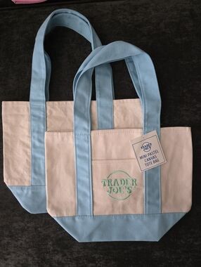 1 Blue Trader Joe's Mini Tote Bag - Pastel